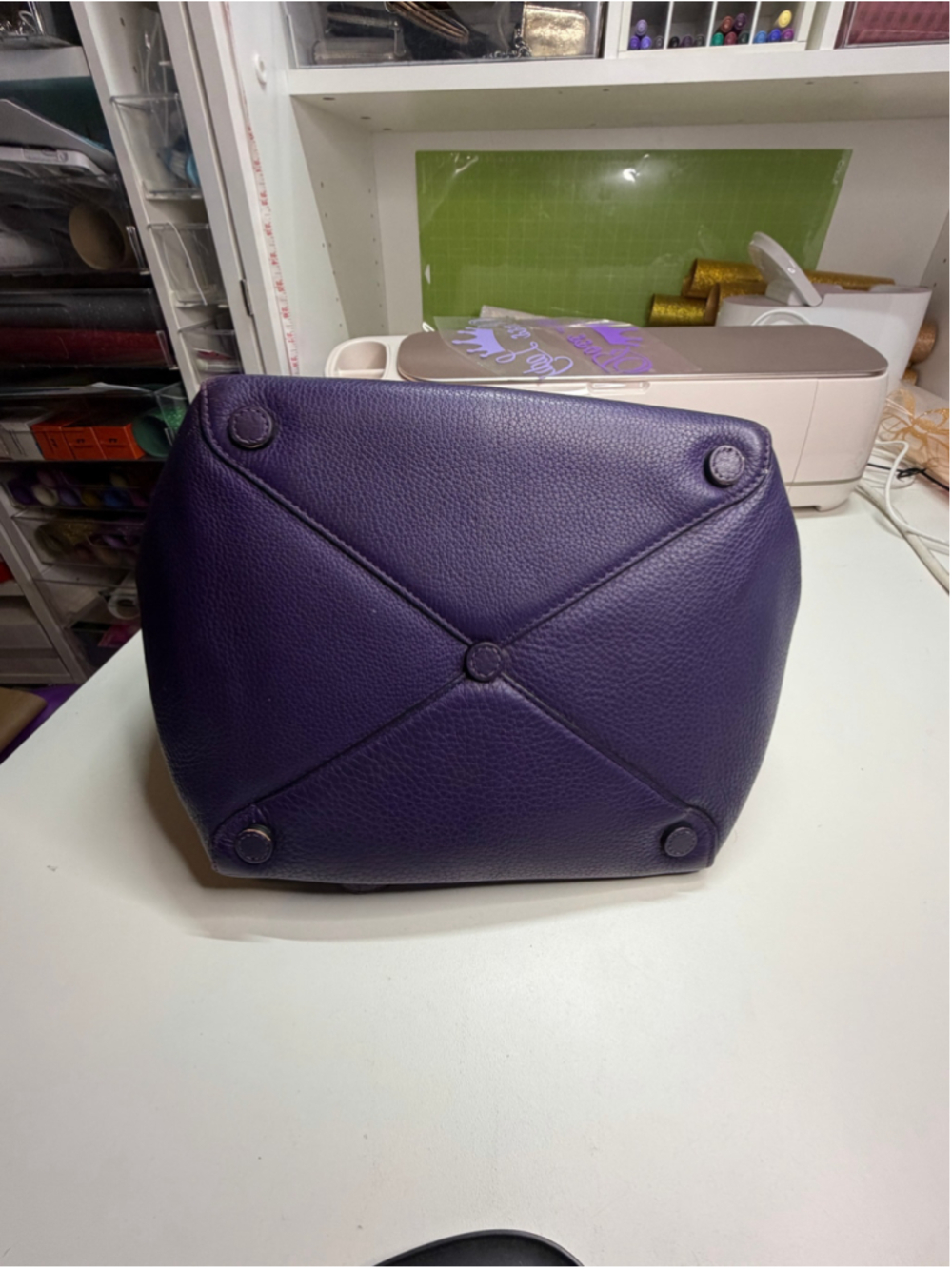 Women's Prada Leather Tote Bag One Size Purple - Picture 8 of 13